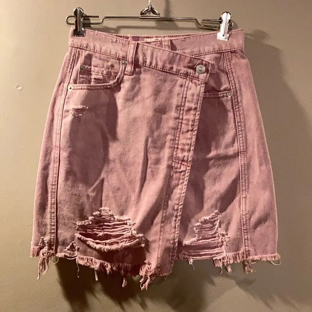 Free People Distressed Denim Mini Skirt NWOT